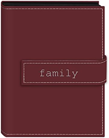 Pioneer Photo Albums 36-Pocket 5 by 7-Inch Embroidered"Family" Strap Sewn Leatherette Cover Photo Album, Mini, Burgundy