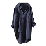 Damen Personalisierte Freizeit T-Shirts Hemdkleid Elegant Lockerer Tops Pailletten Festlich Bluse V-Ausschnitt Lang Sweatshirt Stehkragen Oversize Vest Shirt Casual Mode Regular Sweatshirt