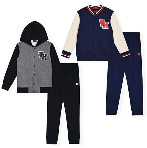 TONY HAWK Boys Jogger Sets for Kids 2 Pack Fleece Hoodie and Pull-On Sweatpants...