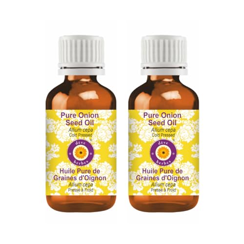 Image of Deve Herbes Pure Onion Seed Oil (Allium cepa) | Cold Pressed | Natural | Undiluted | For Diluting Essential Oils | For Hair, Skin & Massage | Men & Women | 100ml X 2
