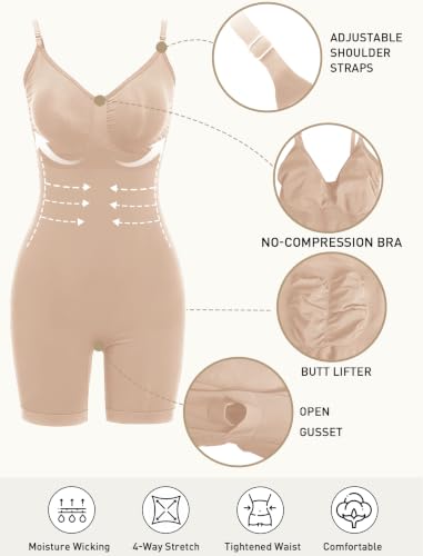 JEKAOYI Women's Shapewear Bodysuit Mid Thigh Tummy Control Body Shaper - image 5