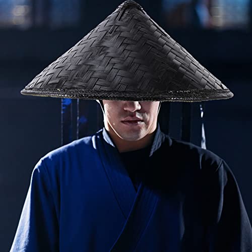 Alipis Japan Samurai Hat Bamboo Cone Hat Cosplay Ninja Decorative Hat, Oriental Hat Rice Farmer Hats for Performance, Black