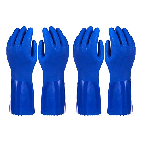 Rubber Household Gloves - Cotton Lined Dishwashing Kitchen Gloves (2 Pairs, X-Large)