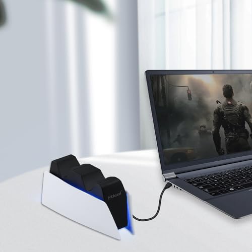 Mcbazel PS5 Controller Charging Dock, Dual USB Fast-Charge Station with LED Indicators & Tri-Protection for DualSense Controllers