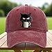 Feral but Fashionable–cat Hat Edition, Grumpy Cat Coffee Cap, Cotton Snapback Baseball Cap，Unisex Adjustable Frownster Cat Hat (US, Alpha, Medium, Large, E)