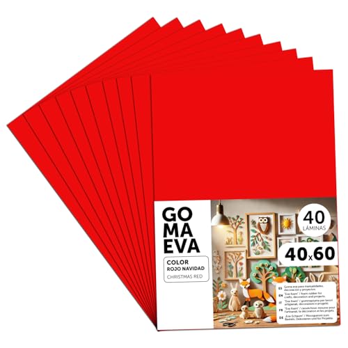 Plaques de mousse EVA m-office 40x60cm pour scrapbooking et loisirs créatifs rouge Noël x40