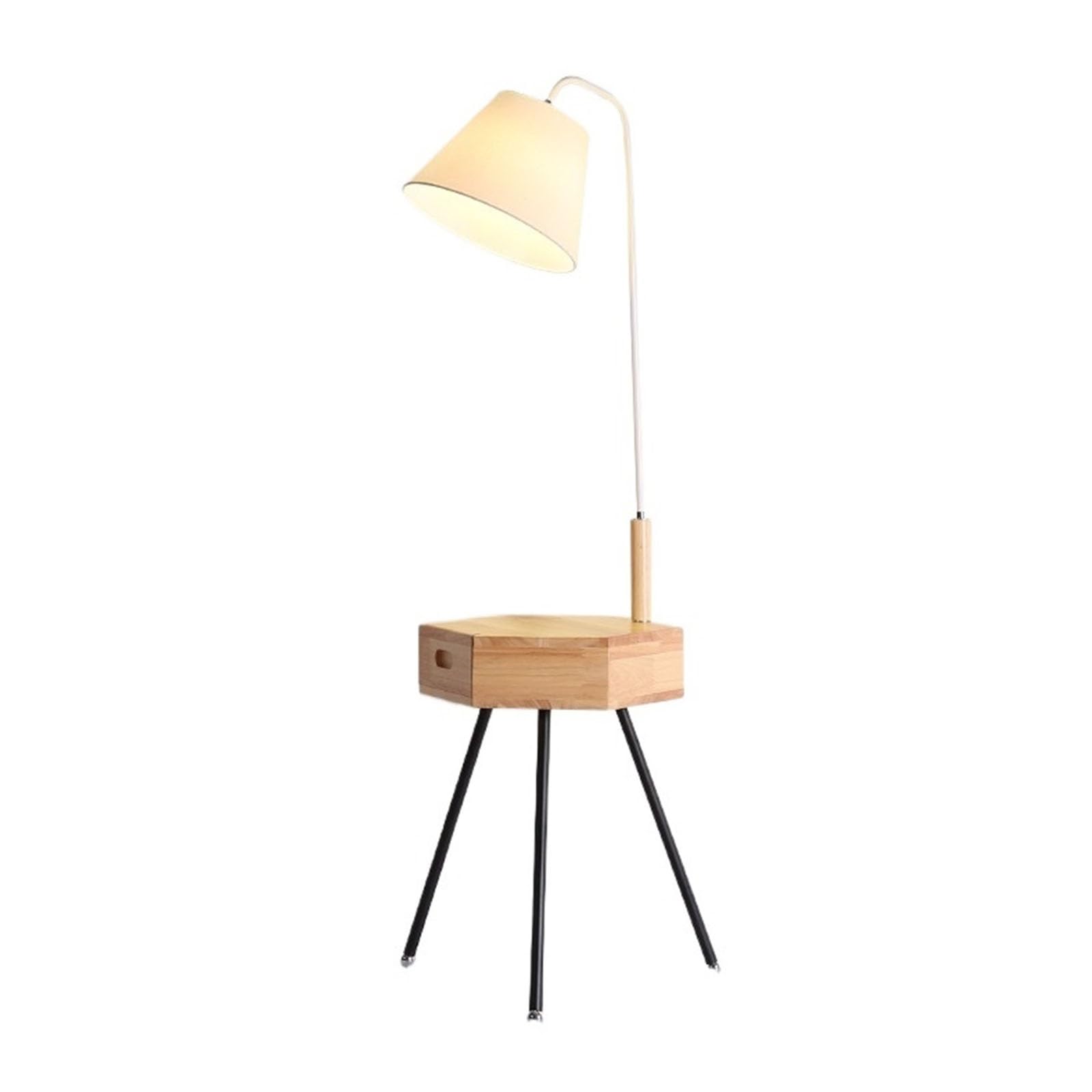 LJHFG63KUYT Standing Lamps End Table with Lamp, Bedside 3 Color Temperature Reading Light Decorate(Natural)