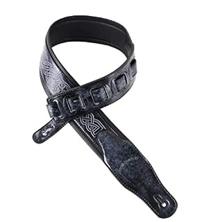 Walker & Williams GB-182 Sangle rembourrée Motif tressé celtique Noir cobalt - Les Beatles, Paul McCartney, John Lennon, RIngo Starr, George Harrison Walker & Williams GB-182 Sangle rembourrée Motif tressé celtique Noir cobalt – Image 6