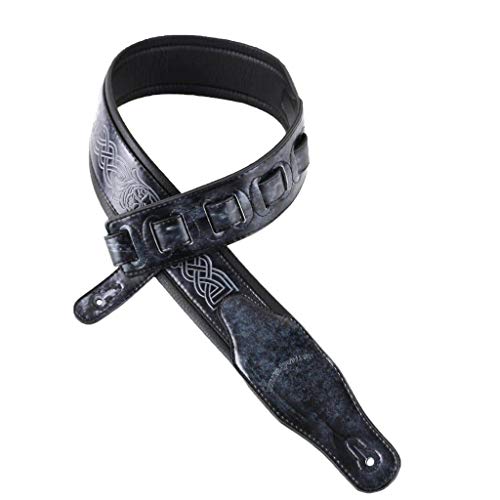 Walker & Williams GB-182 Sangle rembourrée Motif tressé celtique Noir cobalt - Les Beatles, Paul McCartney, John Lennon, RIngo Starr, George Harrison Walker & Williams GB-182 Sangle rembourrée Motif tressé celtique Noir cobalt – Image 7