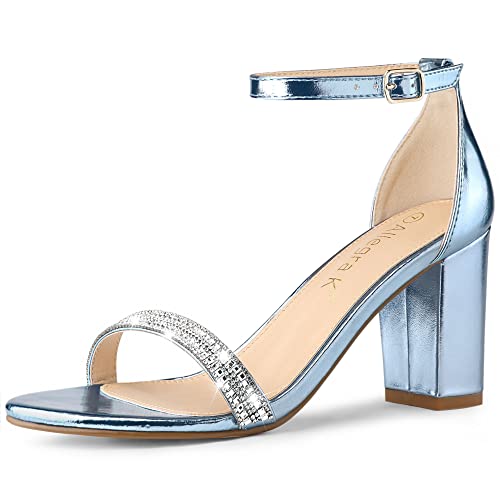Sandales à talons pour mariage et soirée avec strass bleu en 37