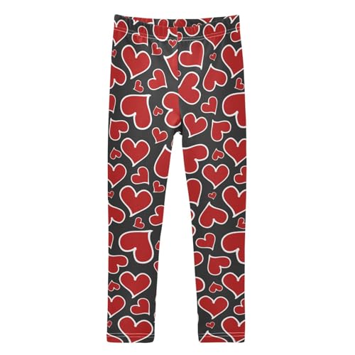 Girls Leggings Soft Toddler Ankle Length Bottoms Valentines Heart Kids Dance Yoga Pants 4-10 Years