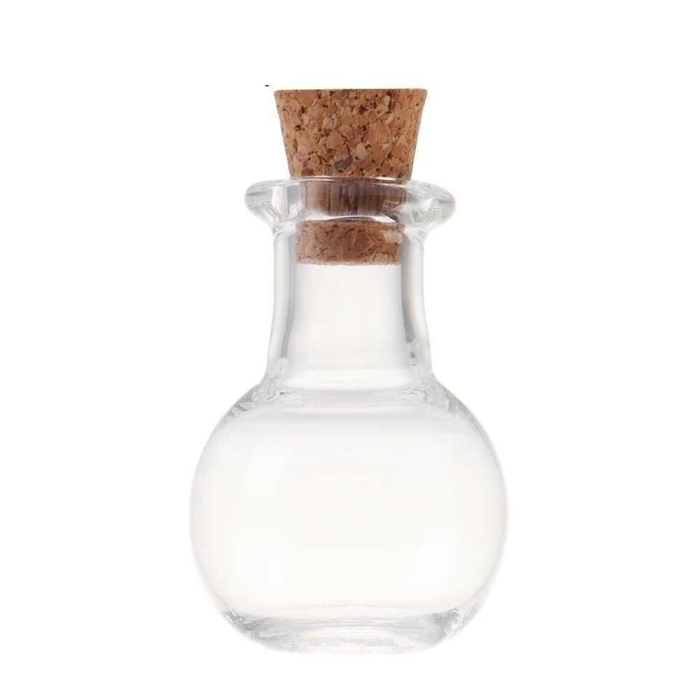 Loacea Decorative Glass Jar 10pcs Empty Sample Jars Mini Cork Glass Vials, Shape-Stable DIY Drift Bottles Perfume(Red)