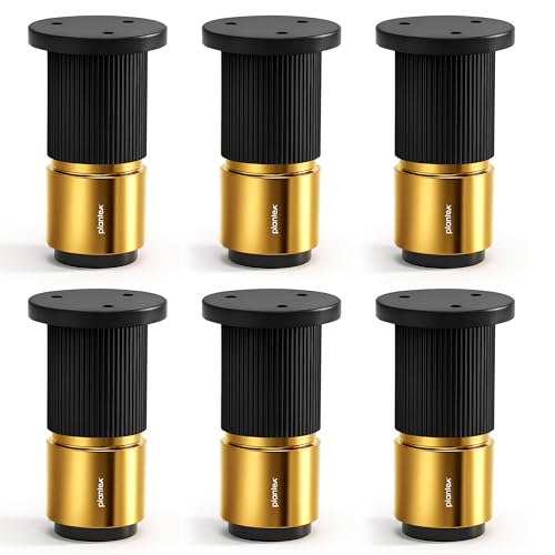 Image of Plantex 3 Inch Sofa Leg for Bed Furniture /Aluminium Sofa Leg for Table /Support Legs /Furniture Leg - Pair of 3 (6 Piece) (DTS-77, Black & Gold)
