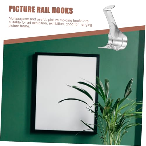 Image of ORFOFE 50pcs Heavy Duty Picture Rail Hooks Sturdy Picture Molding Hanging Hooks for Art Displays Easy Installation for Exhibitions and Home Decor