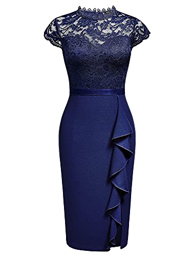 Image of Miusol Women's Retro Floral Lace Ruffle Style Cocktail Mini Dress