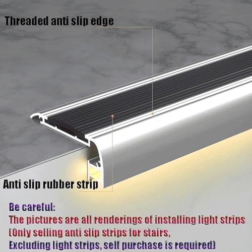 Esquina de escalera con ranura para luz LED y protector de aluminio gris 4