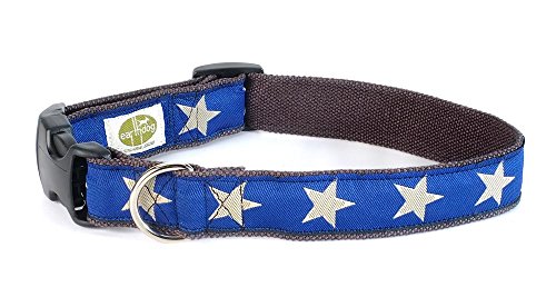 The Star Dog Collar 14 Earthdog Decorative Hemp Collar, Star Pattern (Blue, Medium)