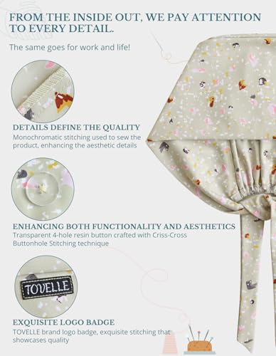 Image of Scrub Caps for Women with Buttons, Classic Surgical Caps