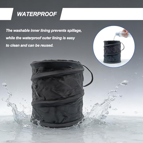 Image of Collapsible Pop-Up Car Trash Can Waterproof Car Garbage Bin and Trash Container for SUV Truck Travel Camping Black