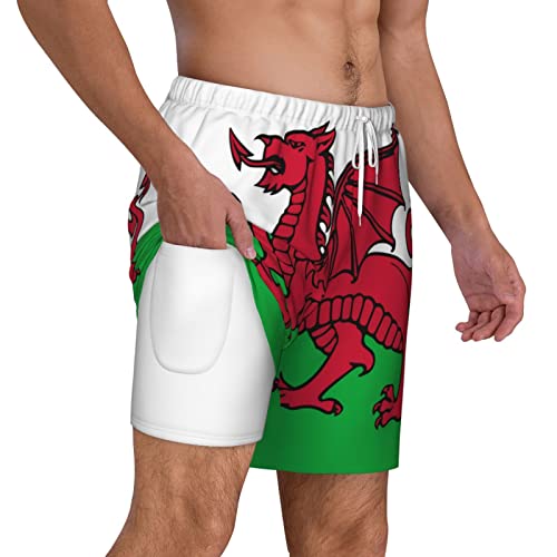 Short de bain homme doublure compression évite les frottements short de plage drapeau gallois