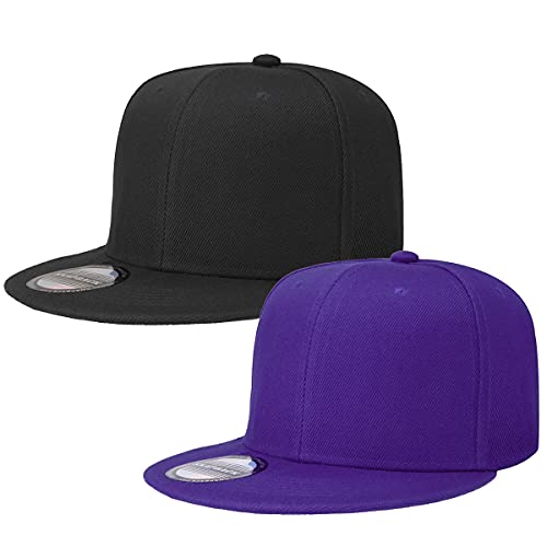 Image of Classic Snapback Hat Cap Hip Hop Style Flat Bill Blank Solid Color Adjustable Size