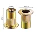 Wensilon Rivet Nut 3/8-16UNC 100Pcs Yellow Zinc Plated Finish Flat Head Rivnut Threaded Insert Nut Knurled Body