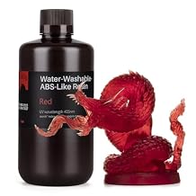 ELEGOO Water Washable ABS-Like 3D Printer Resin, High Durability and Toughness, Low Odor, Wide Compatibility for Mars Saturn Jupiter MSLA DLP LCD Impresora, Clear Red 1000g