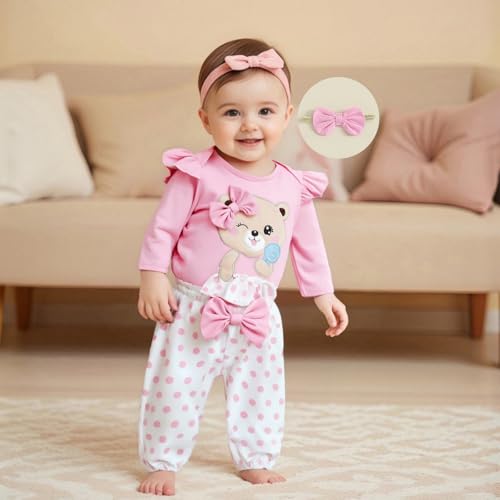 Fernvia Western Newborn Baby Girl Clothes Long Sleeve Letter Print Romper Animal Print Pants Headband 3Pcs Outfits Sets2