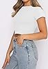 AirMood Womens Crop Summer Tee Tops Short Sleeve Casual Cropped Tshirt (White,XXL) #4