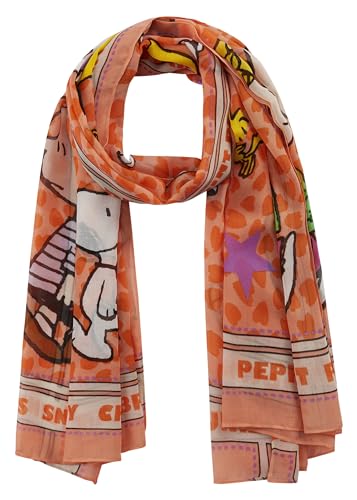 CODELLO Peanuts Halstuch Damen Orange, 140x140cm, 100% Polyester, dünnes Tuch mit Peanuts Print