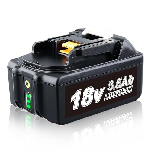 Image of 18V 5.5Ah Replacement Battery for Makita 18V Battery Compatible with BL1850B BL1830 BL1860B BL1860 BL1830B BL1840 BL1820 BL1815