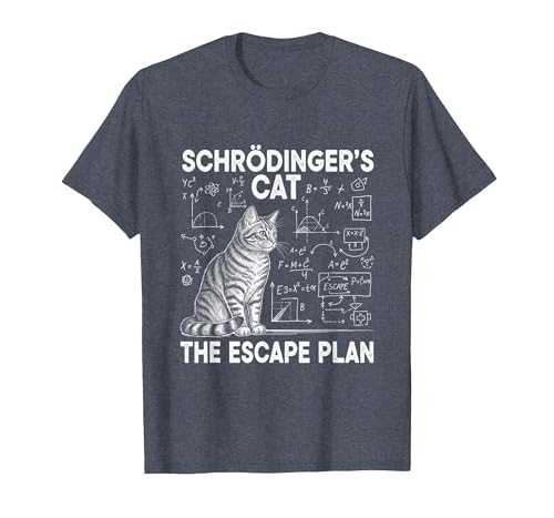 El Gato de Schrödinger, el Plan de Escape, Divertido Profesor de Ciencias Camiseta, Hombre, Azul Jaspeado, XL