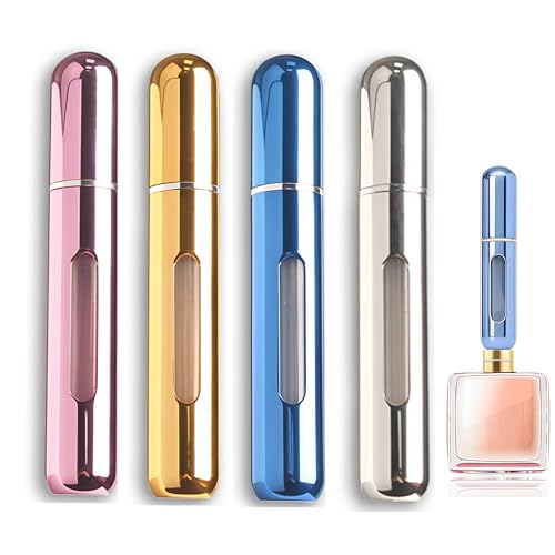 8ML Portable Mini Separate Perfume Bottle, Refillable Perfume Portable Atomizer Bottle Refillable Perfume Spray, Refill Pump Case for Traveling and Outgoing (4 Pack)