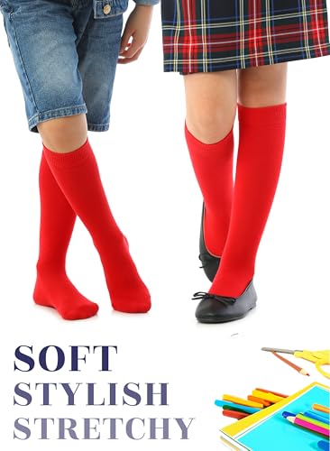 Image of Knee High Socks for Girls Boys Toddlers, Unisex Little Kids, Soft, Long School Uniform Socks 3-14 Years Old, 3 6 9 Pairs