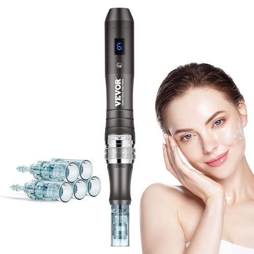 VEVOR Professioneller Microneedling-Stift, elektrischer Derma-Pen mit 5 x 16-poligen Einwegkartuschen, 6-Gang-Dermapen-Schönheitsgerät mit LCD-Display und 0–2,5 mm einstellbarer Nadellänge