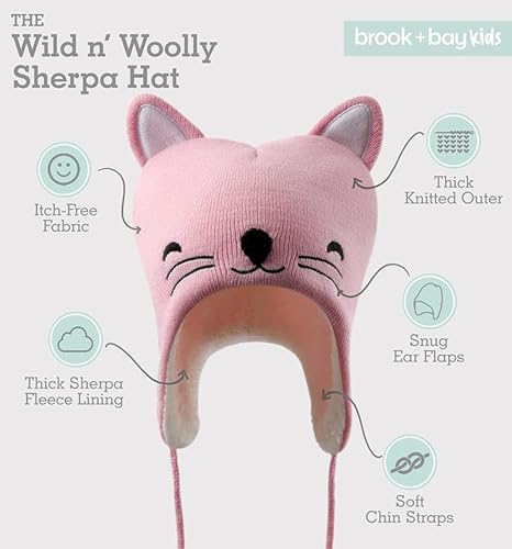 Brook + Bay Sherpa Fleece Beanie, Winter Hat with Animal Ears for Boys & Girls, Unisex-Kids3