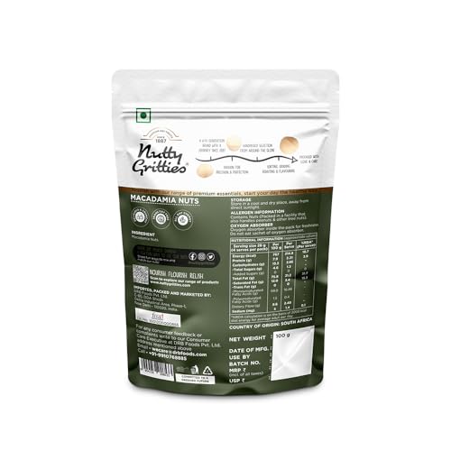 Image of Nutty Gritties Premium Raw Macadamia Nuts 100g | Rich in Healthy Fats & Antioxidants | Keto-Friendly Superfood | Crunchy & Creamy Texture | Resealable Pouch