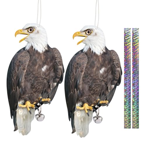 Pigeon Deterrent with Reflective Tape 2Pcs Hawk Bird Scarers for Gardens Roofs Yards Bird Deterrent Flat Plastic Hawk owls to Scare Birds Away Pigeon Bird Repellent Devices for Squirrels Seagull