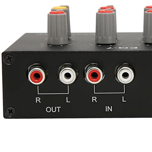 Equalizzatore a 7 Bande, Ingresso Uscita , Regolazione dei Bassi Alti 12dB, Equalizzatore Digitale a Due Canali, Interfaccia da 3,5 Mm, per Registrazione, Streaming, Podcasting