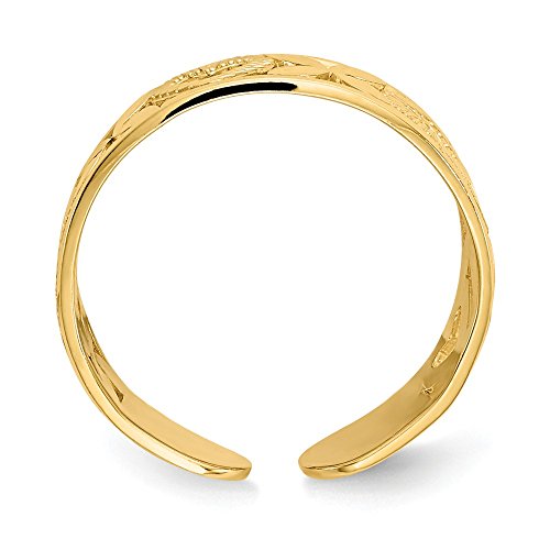 14K Yellow Gold Shiny-Cut X & Heart Toe Ring #TOP1