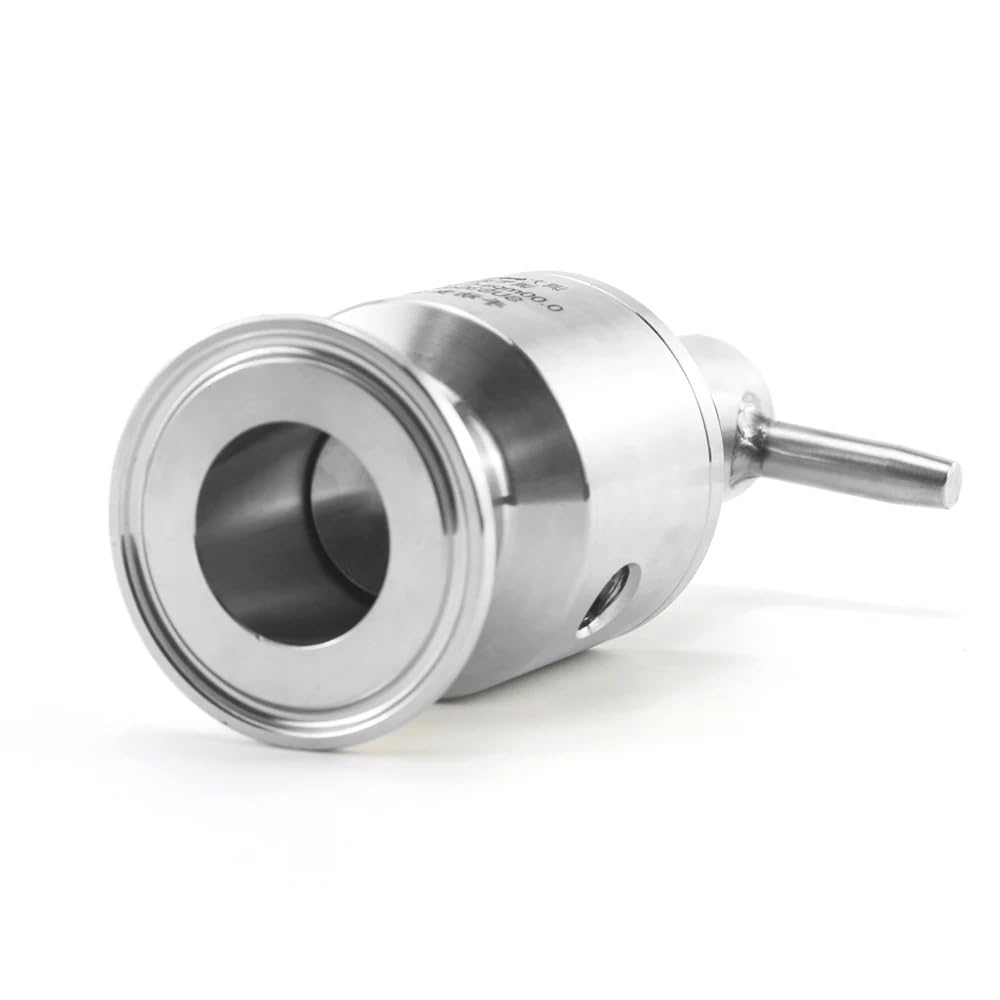 SUS 304 - Válvula de alivio de presión sanitaria de tres abrazaderas, casquillo ajustable de 1.5 pulgadas, diámetro exterior de 50.5 mm, ventilación de escape de 0-3.5 bar, válvula de seguridad de