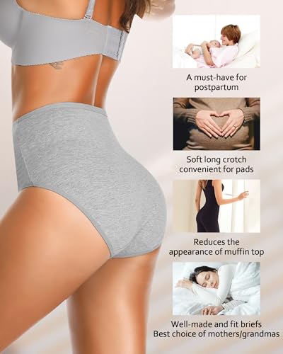 Image of CULAYII Tummy Control Underwear Womens High Waisted Cotton Panties Breathable Full Coverage Postpartum Ladies Briefs