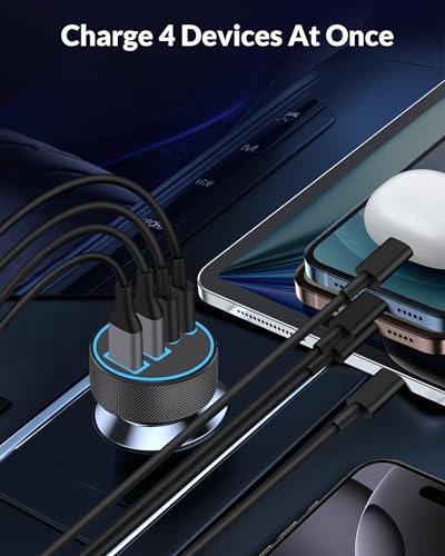 90W 4-Port USB C Car Charger