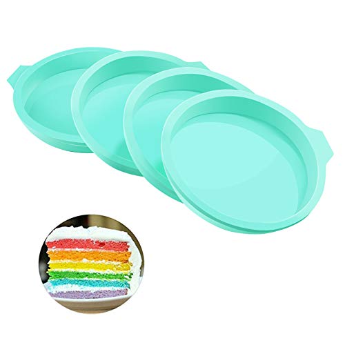 Silicone Round Cake Mold Set - Astarexin 6 Inch Round Rainbow Cake Baking PansNon-Stick Layer Cake Pan for Rainbow Cake Crust Omelet Frittata Vegetable Pancake and Resin Craft