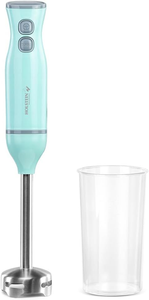 Holstein Housewares 2-Speed Hand Blender, Stainless Steel Blades, Dishwasher Safe, Ergonomic Design. Versatile Performance for Soups, Batters, Beverages and more