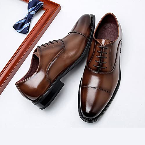 Zapatos de boda para hombre tipo Oxford formales negros de piel 4