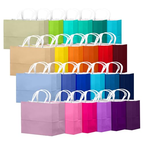 Gcardist 24 Colors Large Gift Bag with Handles Bulk 24PCS Paper Party Bags 13x4.5x10 Multiple Uses (32x11x25cm Wide Large)