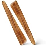 Large Flat Wooden Spatulas for Nonstick Pans, 2-Piece Oversized Turner Set for Flipping, Cooking and Stirring, Big Pancake Spatula for Griddle, 12 Inch, Brown
