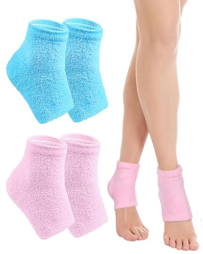 HUVZOR 2 paia calzini idratanti,di calzini in gel per tallone, in silicone, per la cura dei piedi, per la pelle secca e fascite plantare, per pelle dura e screpolata, per la cura di giorno e notte