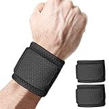 2 Pack Wrist Brace Adjustable Wrist Support Wrist Straps for Fitness Weightlifting, Tendonitis, Carpal Tunnel Arthritis, Wrist Wraps Wrist Pain Relief Highly Elastic (Black)
